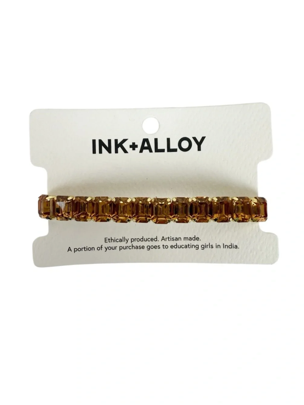 NEW Ink +‎ Alloy Etta Small Rectangle Stone Stretch Bracelet Gold Amber